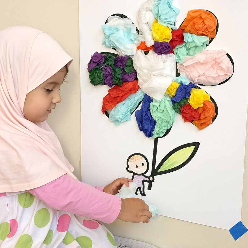 Tissue paper art: Crumple & Stick