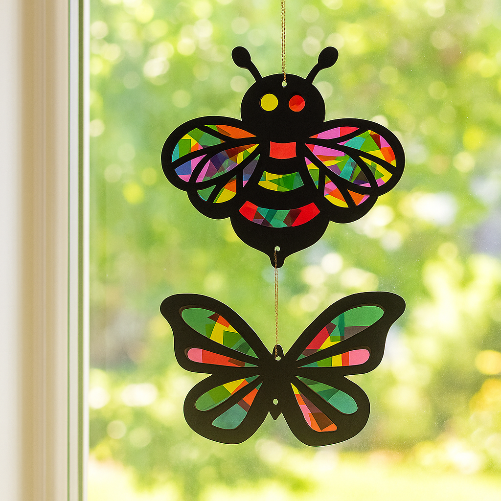 Sparkle sun-catcher cellophane DIY