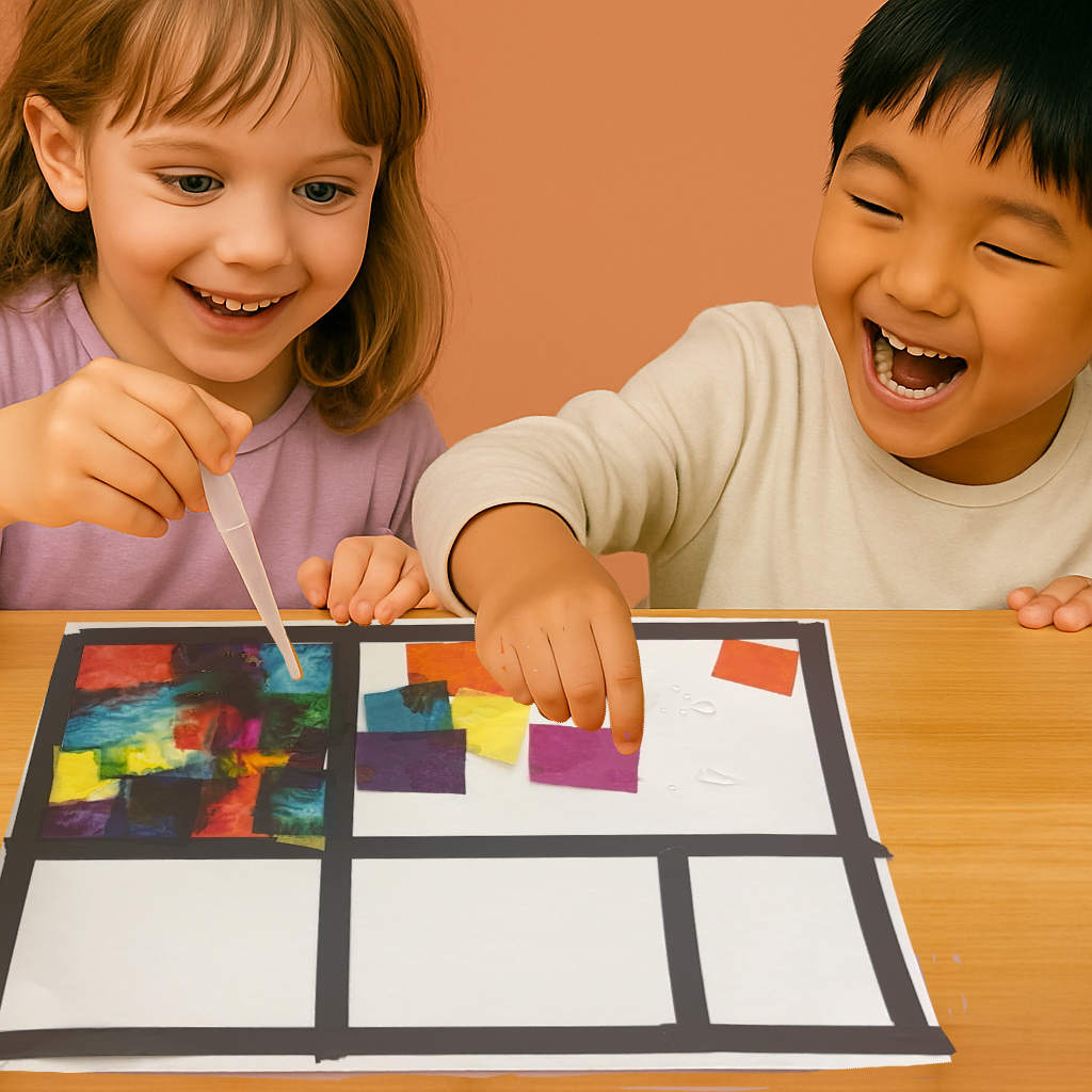 Bleeding tissue paper art: Mondrian Bloom x 10 sets